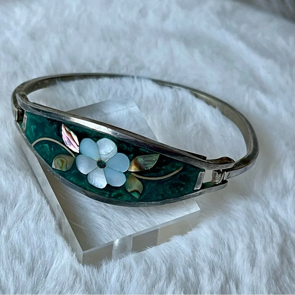 Vintage | Green Enamel Base with Inlay Abalone & Mother of Pearl Kids Size 16cm